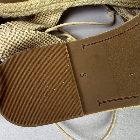 Old Navy Women's Size 8 Lace Up Espadrille Boho Summer Beach Sandals Beige NWT - Picture 11 of 13